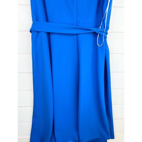 DKNY Blue Waist Belt Button Detail Crew Neck Sleeveless Scuba Crepe Dress Sz 20W - Picture 8 of 15